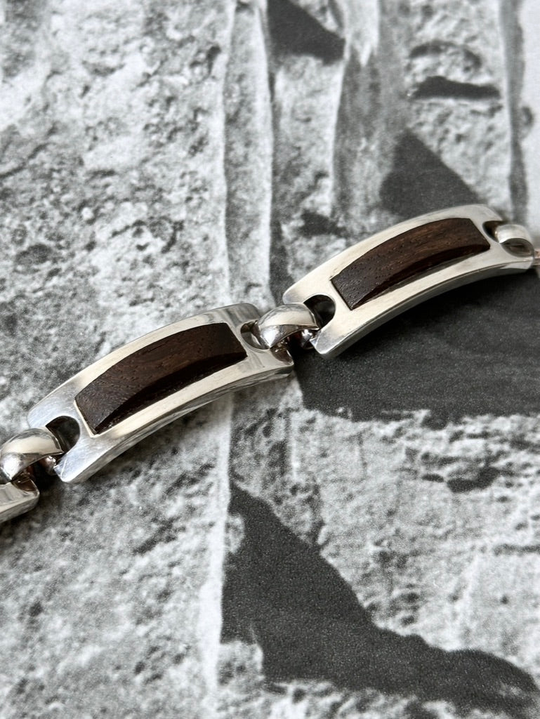1972s Grossé wood set silver bracelet