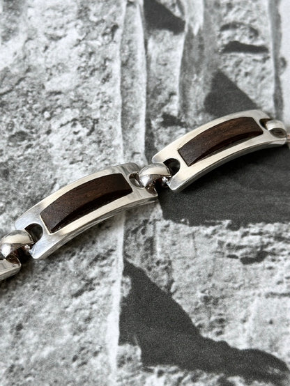 1972s Grossé wood set silver bracelet