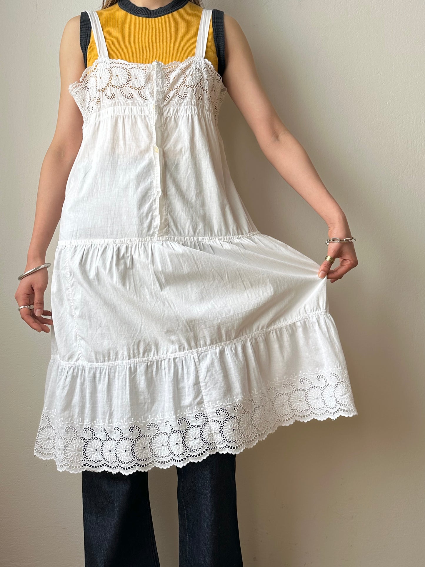 Antique cotton lace cami dress