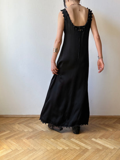 Vintage pom-poms black dress
