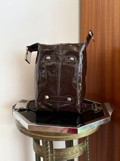 Italy suede vinyl hand bag