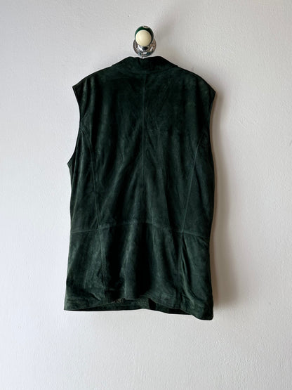 90s suede vest in dark forest