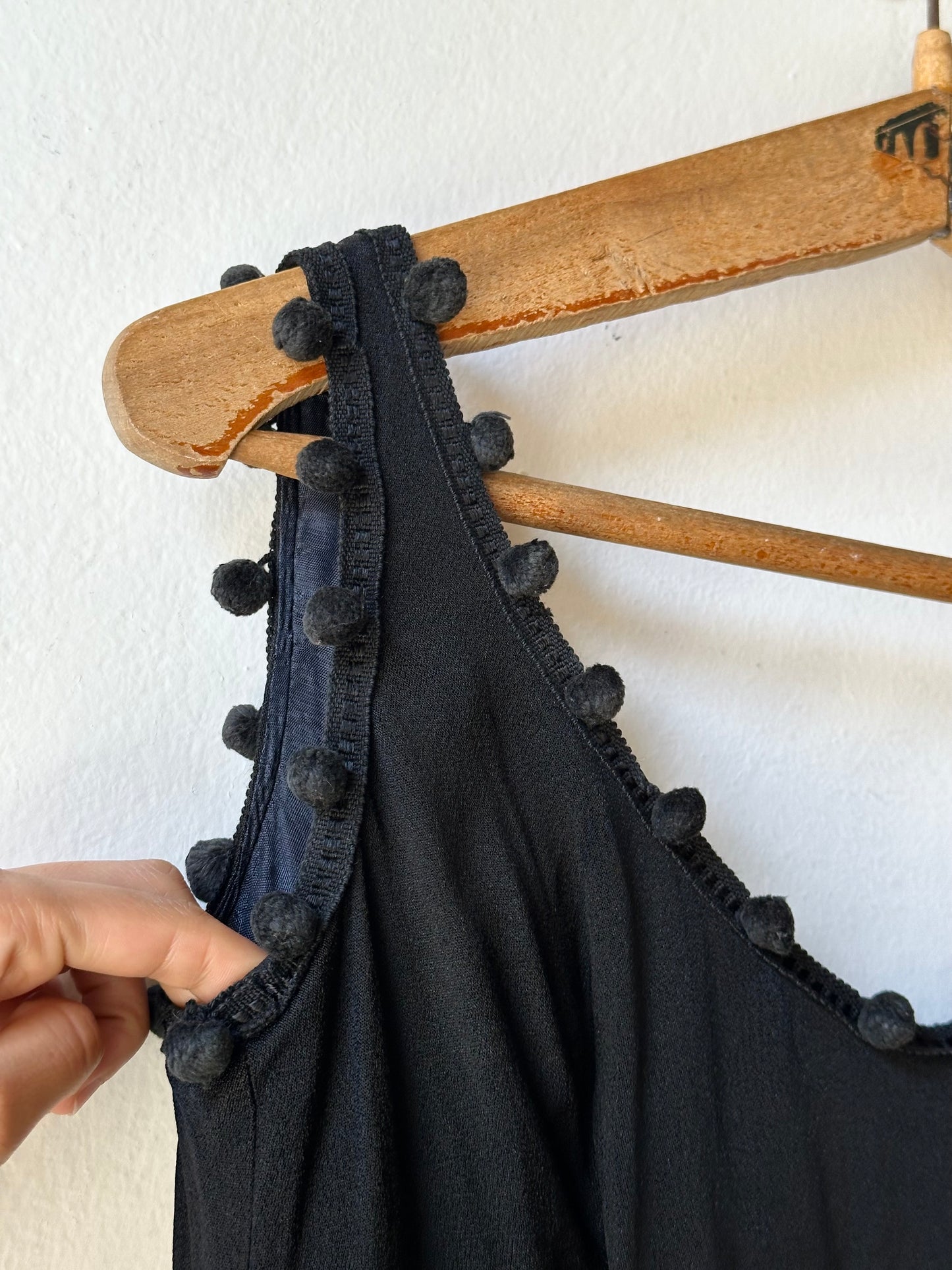 Vintage pom-poms black dress
