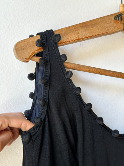 Vintage pom-poms black dress