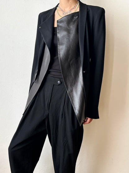 Plein Sud leather lapel tailored jacket
