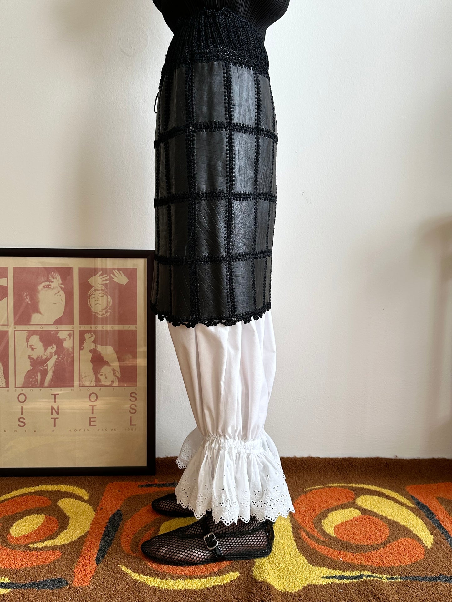 Leather patchwork skirt