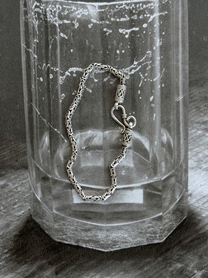 Byzantine chain bracelet S hook hooked vintage silver 800 German ビザンチン チェーン ブレスレット ヴィンテージ アクセサリー シルバージュエリー