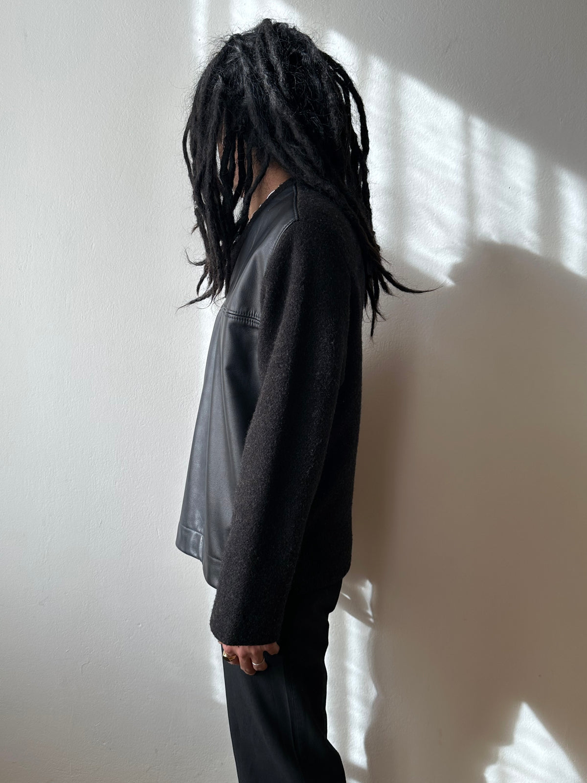 Leather and Wool Pullover