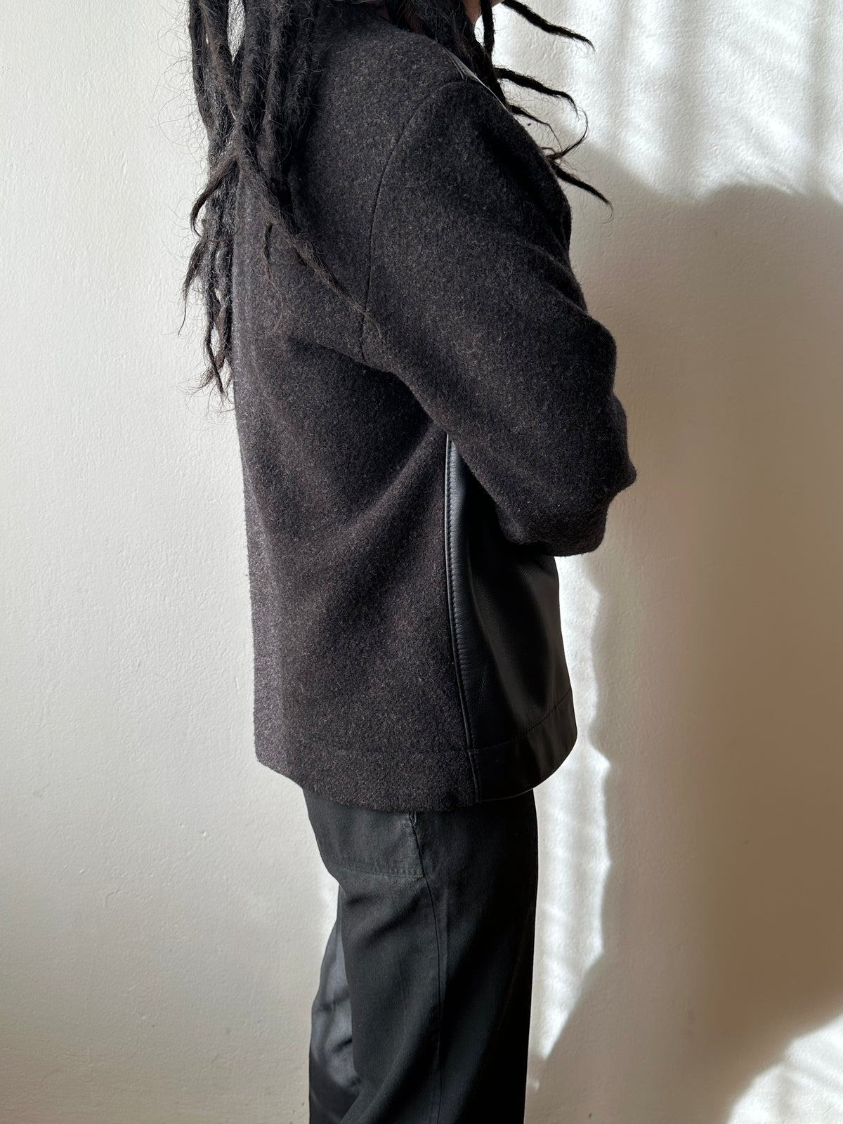 Leather and Wool Pullover