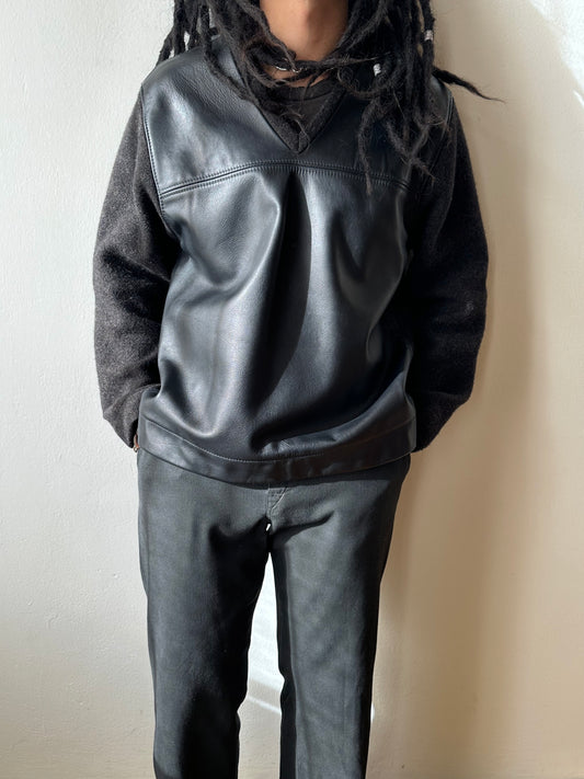 Leather and Wool Pullover
