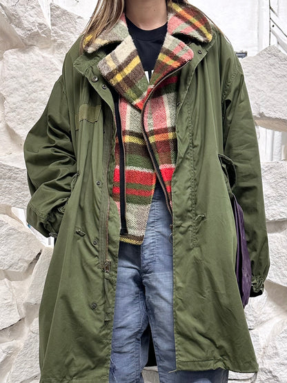 70s mohair blend plaid biker jacket