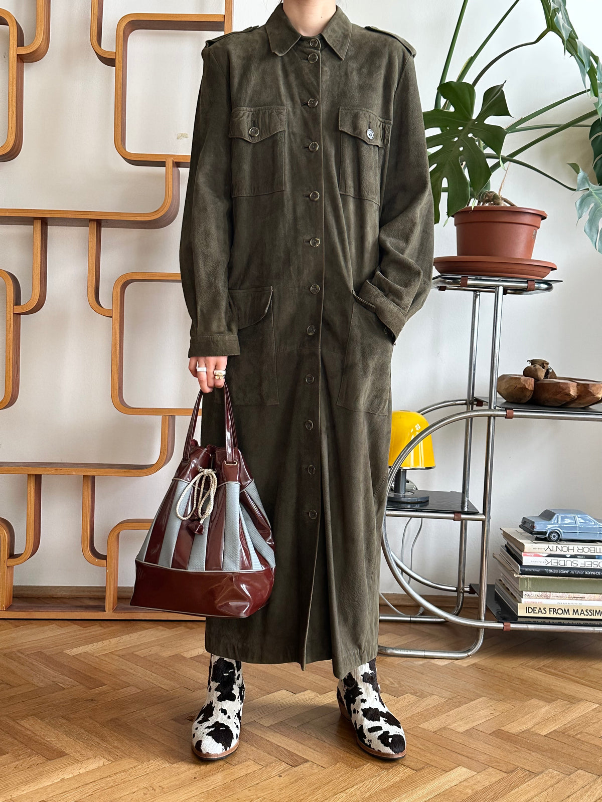 Vintage vinyl bucket bag
