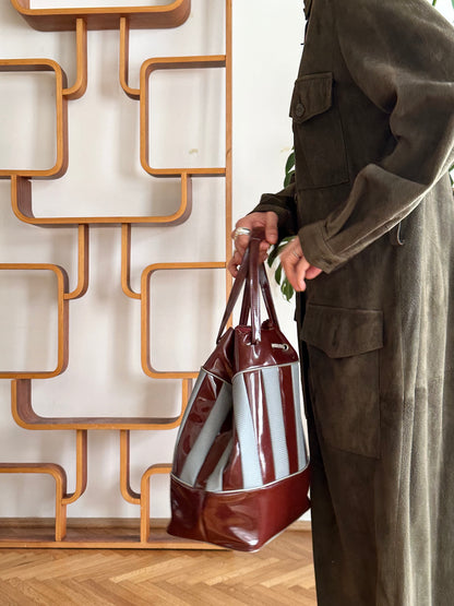 Vintage vinyl bucket bag