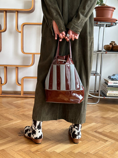 Vintage vinyl bucket bag