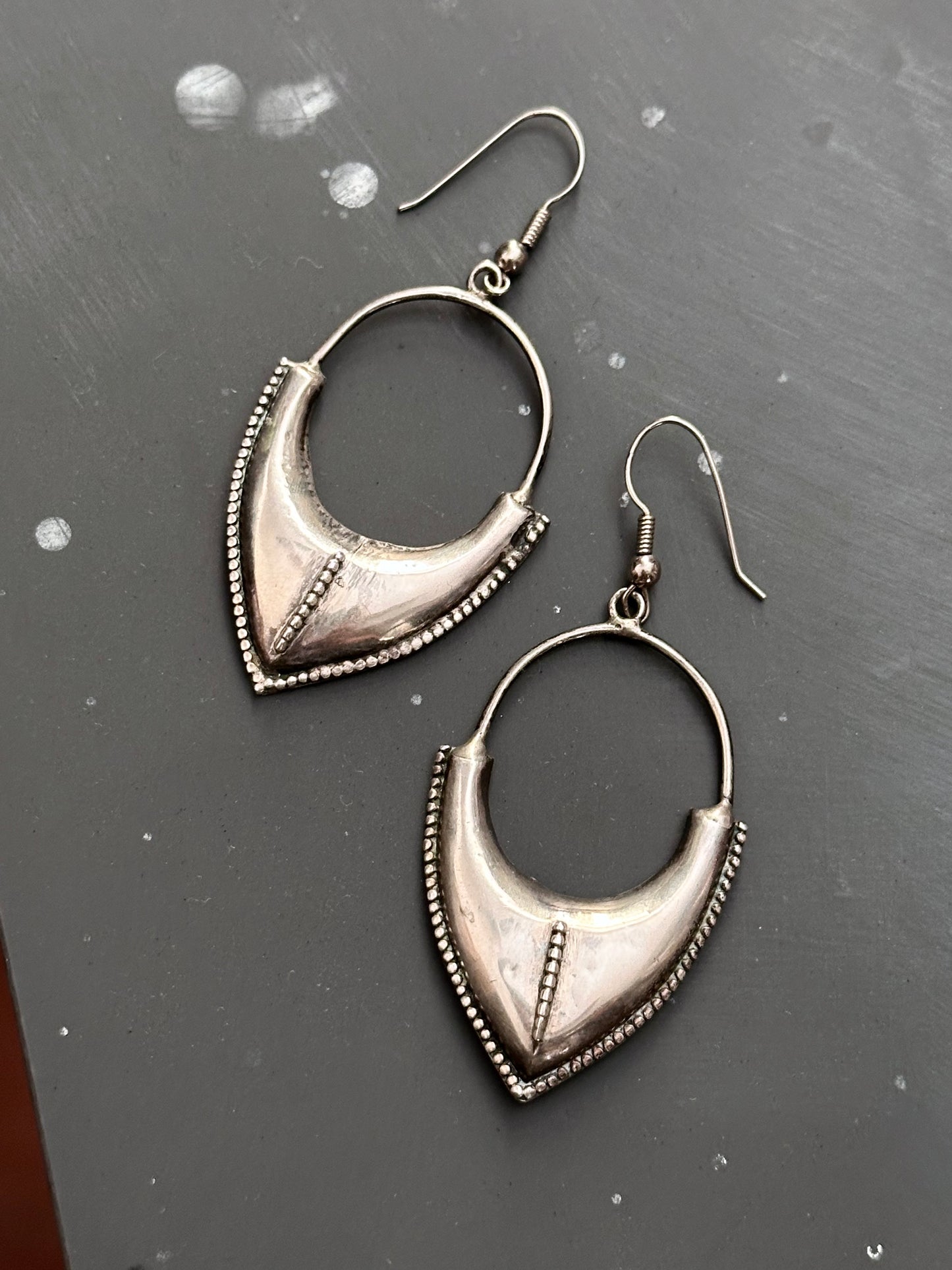 Vintage craft silver earrings