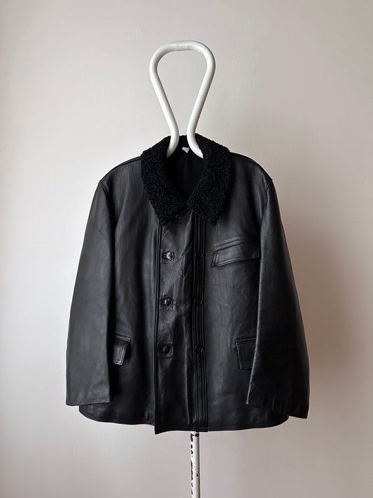 Vintage French double breasted Leather Jacket