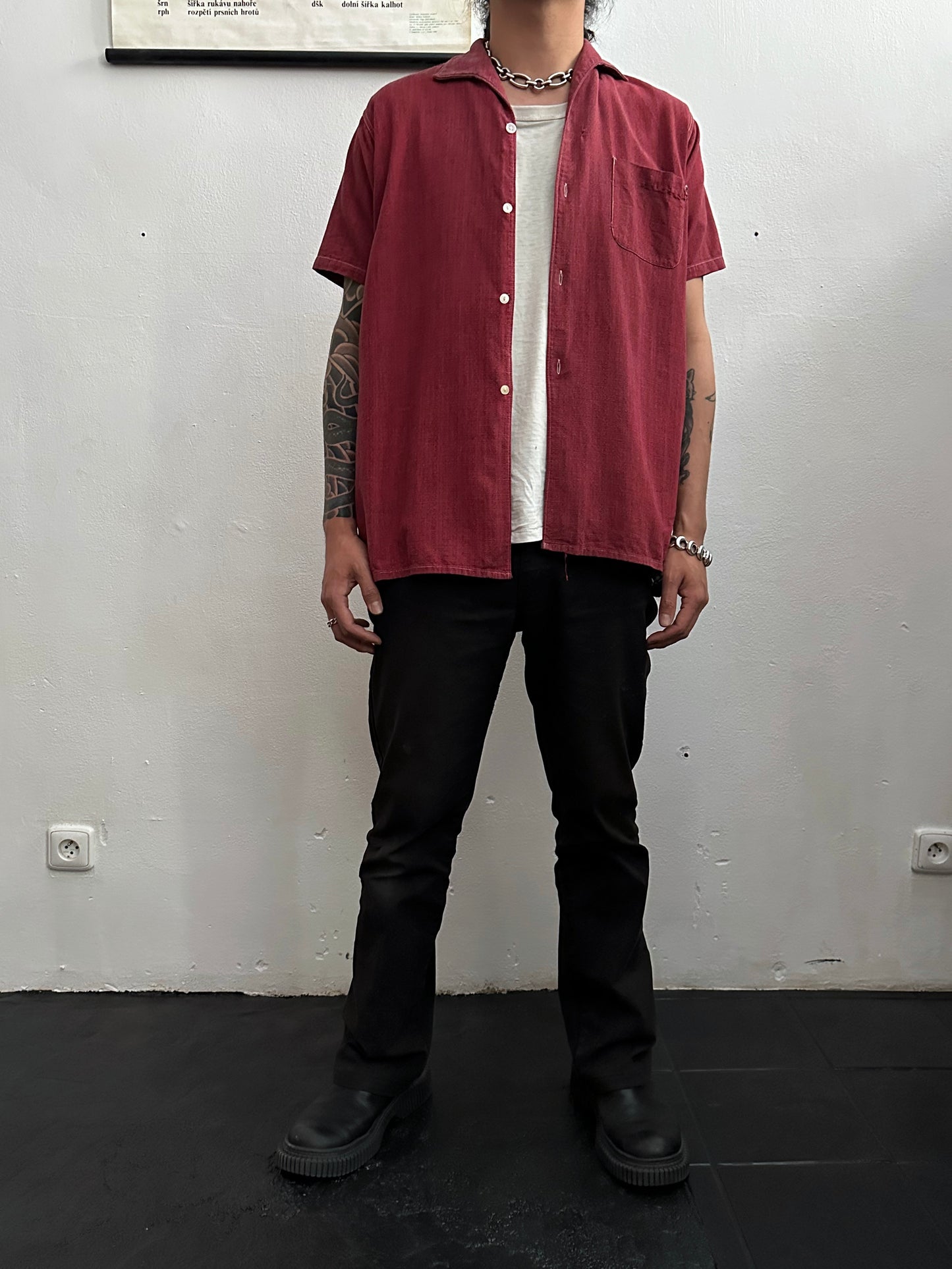 1960s Leisure shirt French 60年代 レジャーシャツ フレンチ フランス買 Toto Praha Vintage clothing shop Antique shop 古着屋 プラハ Showroom appointment Prague ユーロ古着 ヨーロッパ古着 古着卸 ヴィンテージ