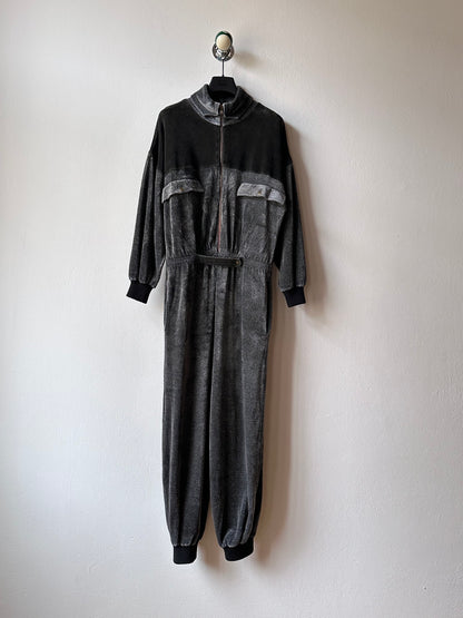 1980s French pile velours jumpsuit
