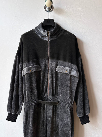 1980s French pile velours jumpsuit