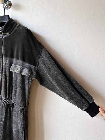 1980s French pile velours jumpsuit