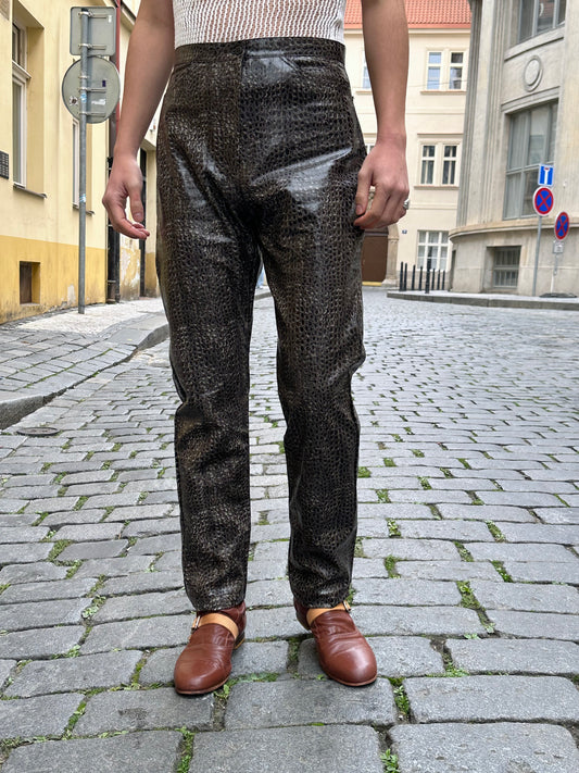 PVC snakeskin trousers - w30