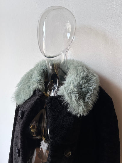 60s genuine sheepskin coat with mint collar