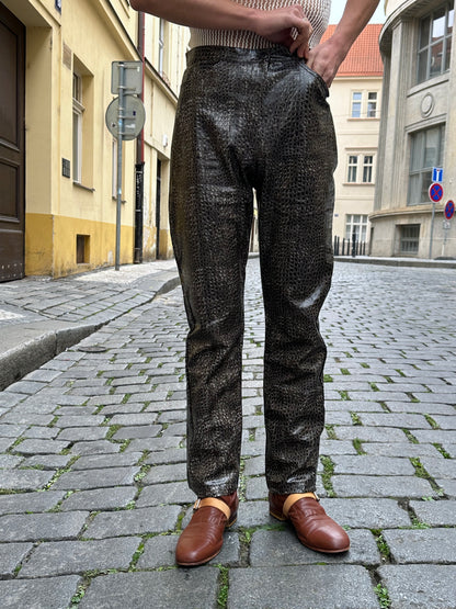 PVC snakeskin trousers - w30