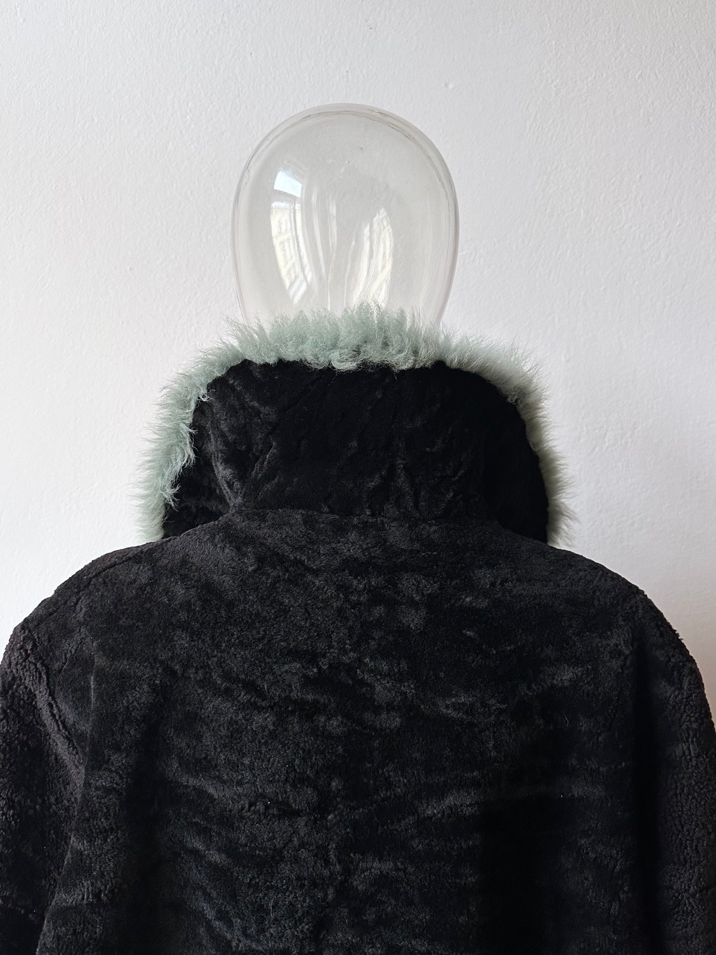 60s genuine sheepskin coat with mint collar
