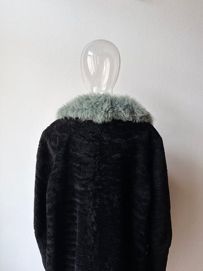 60s genuine sheepskin coat with mint collar
