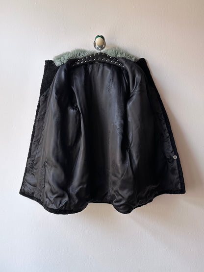 60s genuine sheepskin coat with mint collar