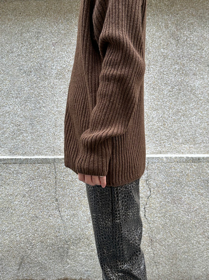 Brown knit zip up jacket