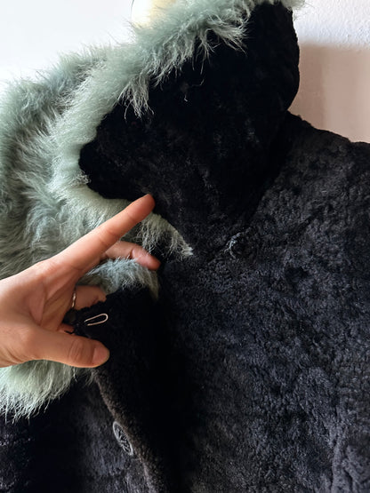 60s genuine sheepskin coat with mint collar