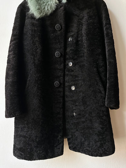 60s genuine sheepskin coat with mint collar