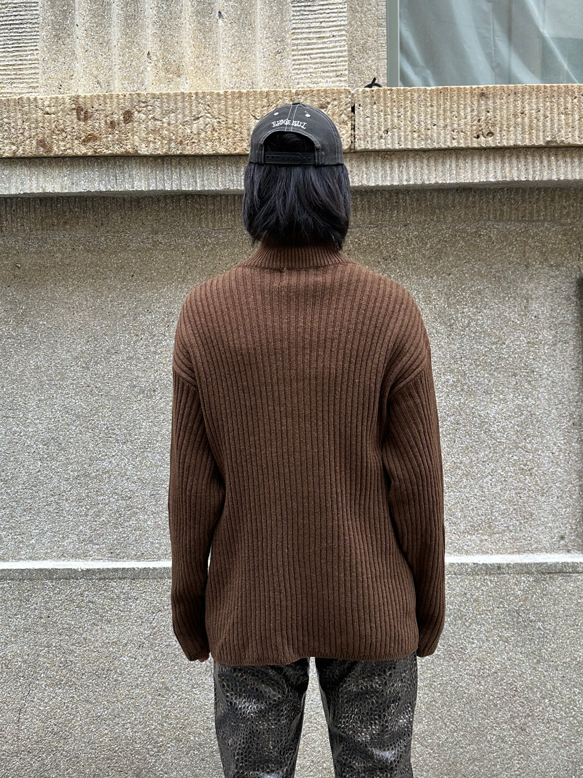 Brown knit zip up jacket