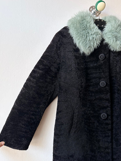 60s genuine sheepskin coat with mint collar