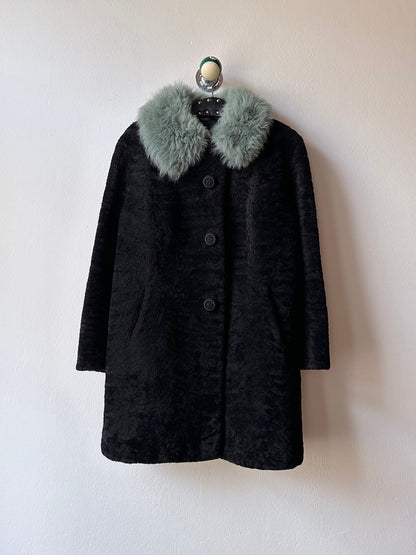 60s genuine sheepskin coat with mint collar