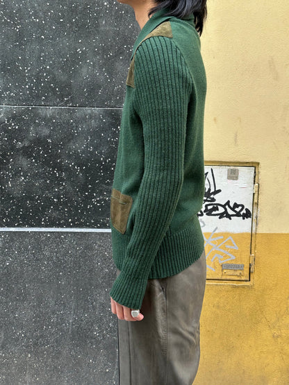 Suede/Wool knit zip-up jacket