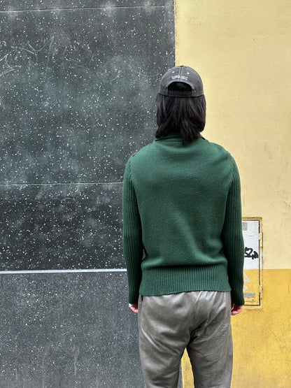 Suede/Wool knit zip-up jacket