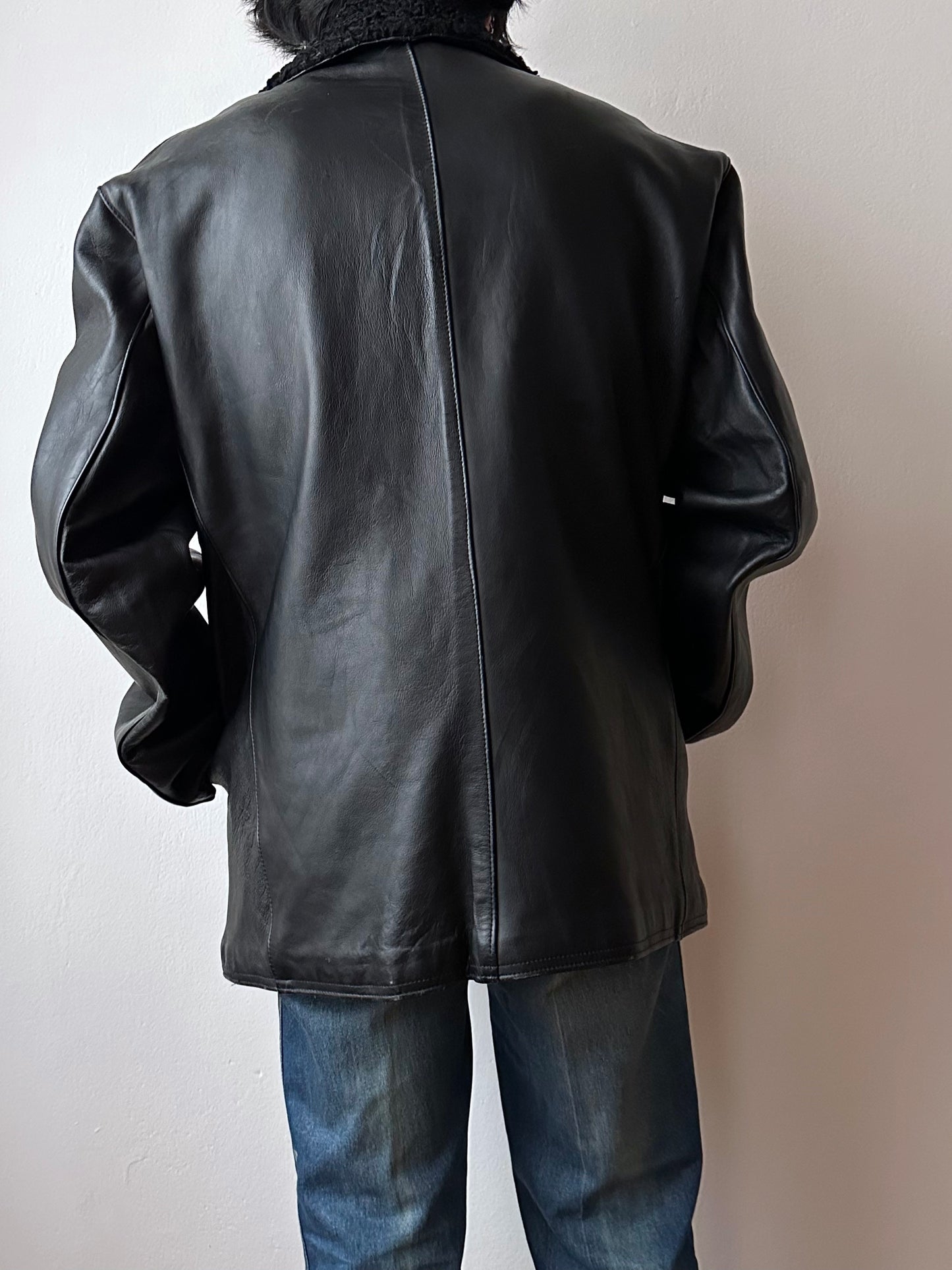 Vintage French double breasted Leather Jacket