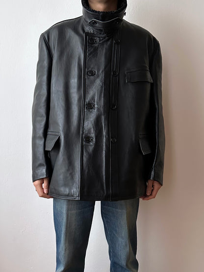 Vintage French double breasted Leather Jacket