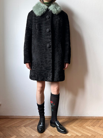 60s genuine sheepskin coat with mint collar