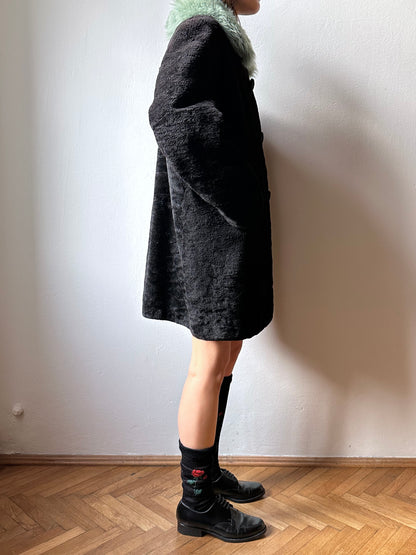60s genuine sheepskin coat with mint collar