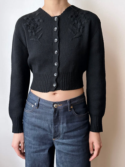 vintage black knit cardigan