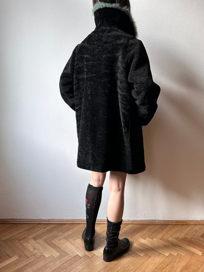 60s genuine sheepskin coat with mint collar