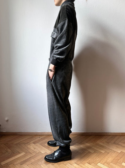 1980s French pile velours jumpsuit