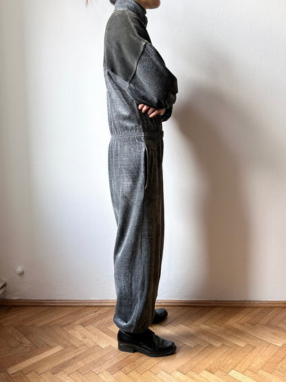 1980s French pile velours jumpsuit