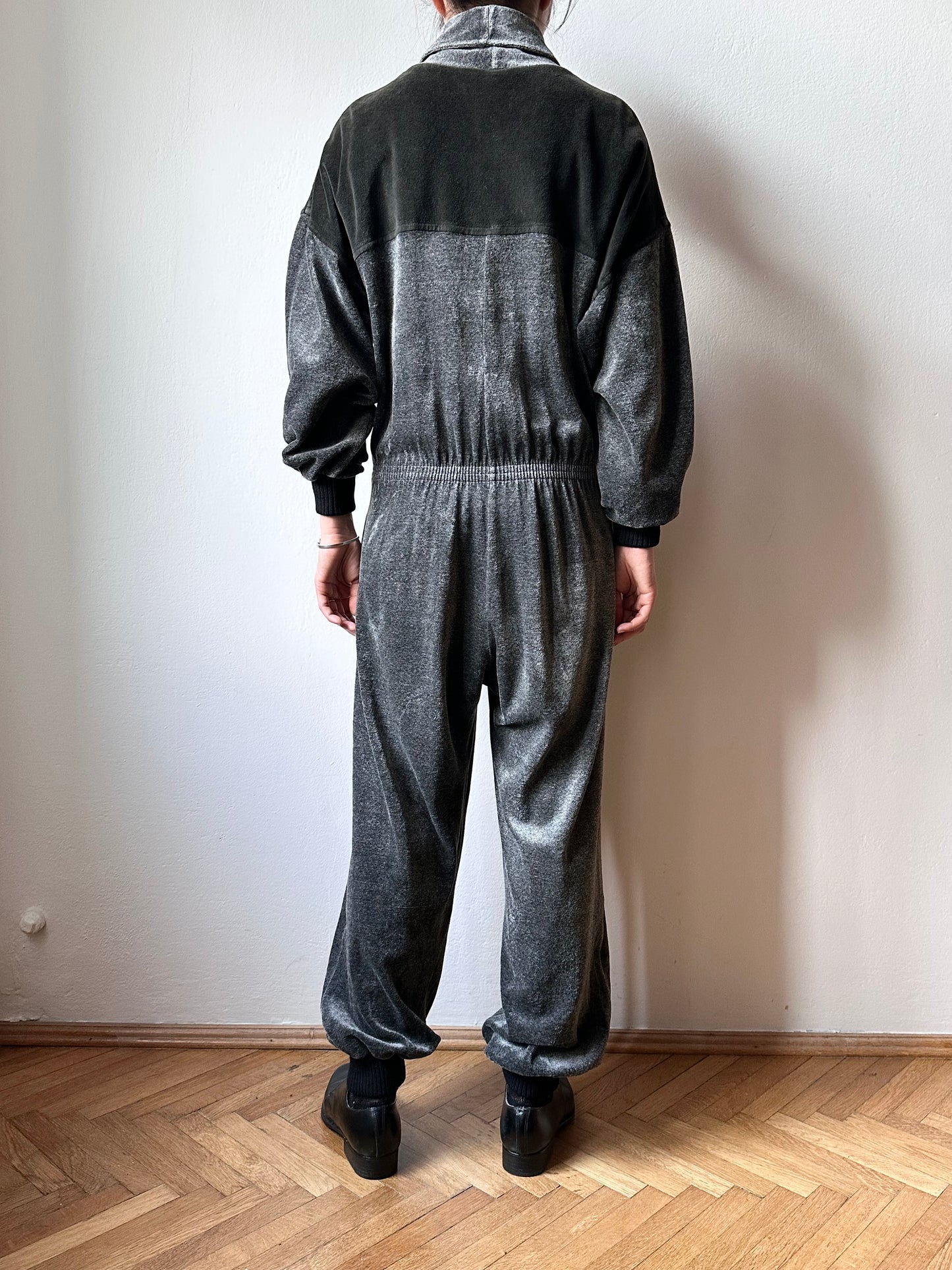 1980s French pile velours jumpsuit