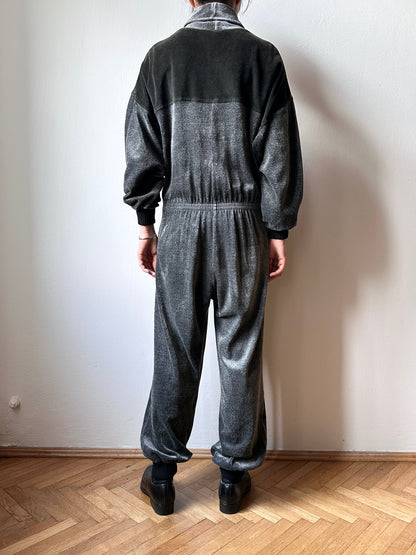 1980s French pile velours jumpsuit