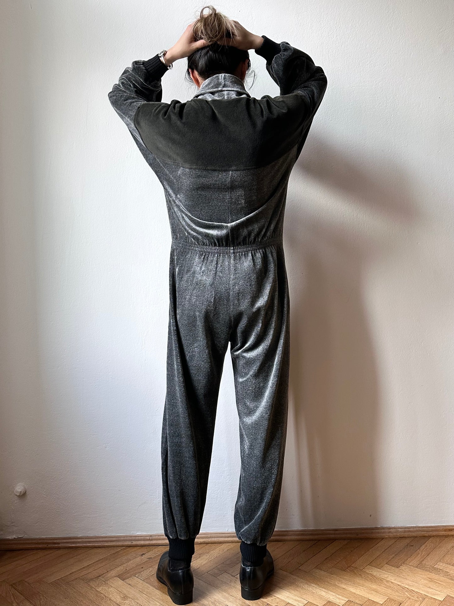 1980s French pile velours jumpsuit