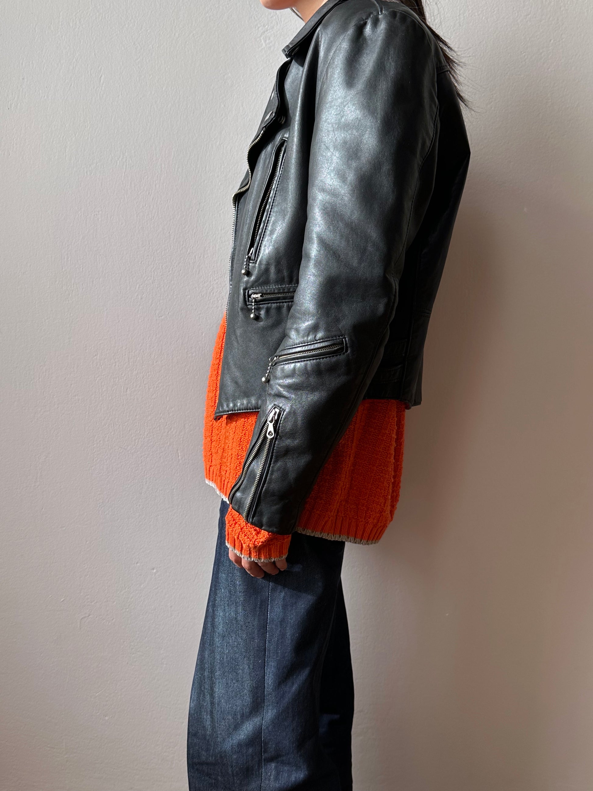 1970's 70's Riders Jacket Biker Jacket Punk rock Vintage Leather jacket Toto Praha Vintage store Vintage clothing Prague Black 70年代 ヴィンテージ ライダース ジャケット 古着 古着屋 ラモーンズ Denmark ユーロ 古着 ヨーロッパ古着 Ewald 